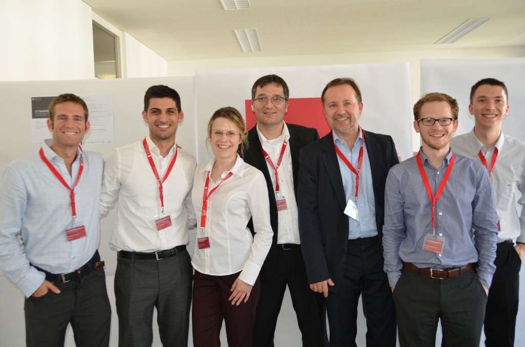 (von links nach rechts: Francisco Parra, Iman Zeraatcar, Katharina Ebers, Prof. Dr. Carsten Baumgarth, Prof. Dr. Dirk-Mario Boltz, Benedikt Kageneck, Dmitriy Vecheruck)